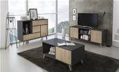 Set Wind, salón Comedor, Mueble Auxiliar, Gris/Pucc buffet-mueble tv-mesa centro