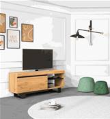 Mueble de TV con patas"Naturale", Roble y Negro, Nórdico