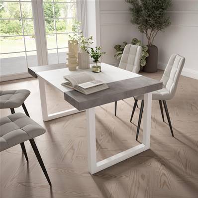 Mesa Consola extensible, Cemento, Patas madera maciza