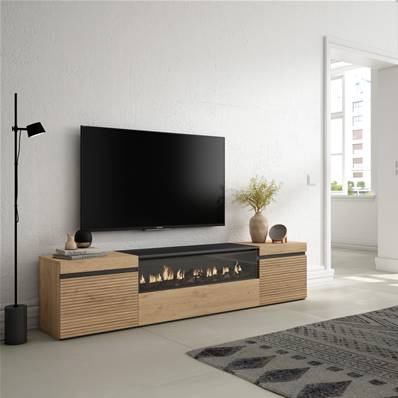 Mueble TV | Televisión, Roble, Chimenea eléctrica