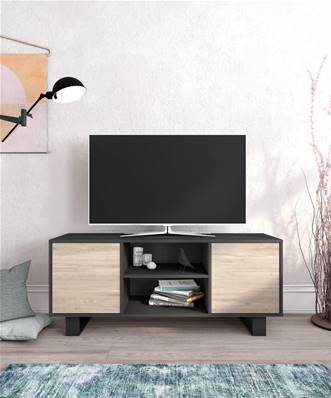 Mueble TV 140 WIND, Gris Antracita y Roble