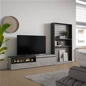 Muebles de Salón para TV, Cemento, Chimenea eléctrica