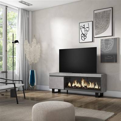 Mueble TV, Televisión, Chimenea eléctrica XXL, Diseño industrial