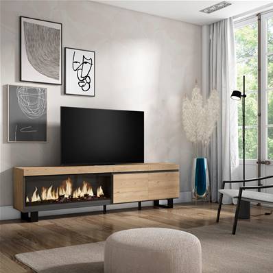 Mueble TV, Televisión, Chimenea eléctrica XXL, Diseño industrial