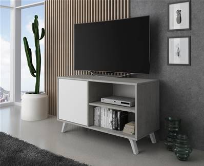 Mueble TV 100 WIND, CEMENTO y Blanco Mate