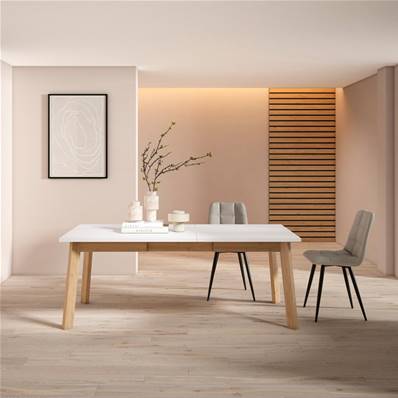 Mesa Comedor, Blanco, Patas de madera