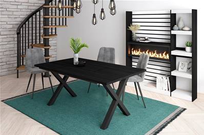 Mesa de Comedor, 170, Negro, Estilo Industrial