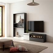 Muebles de Salón para TV, Blanco y negro , Chimenea eléctrica