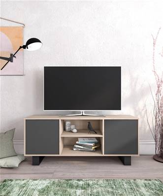 Mueble TV 140 WIND, Roble y Gris Antracita.