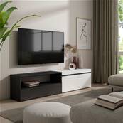 Mueble TV, Televisión, 200x45x35cm, Blanco y negro