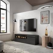 Mueble TV, Televisión, Negro, Chimenea eléctrica