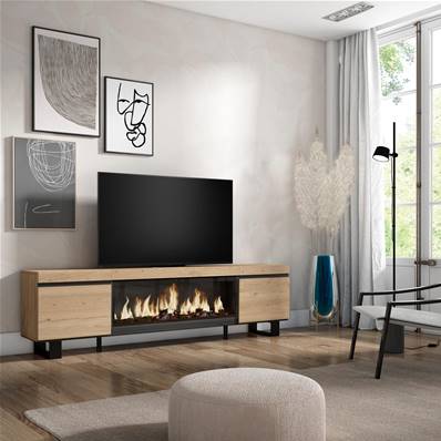 Mueble TV, Televisión, Chimenea eléctrica XXL, Diseño industrial