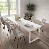 Mesa Consola extensible, Blanco, Patas madera maciza