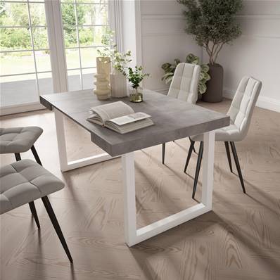 Mesa Consola extensible, Cemento, Patas madera maciza