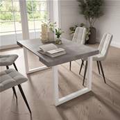 Mesa Consola extensible, Cemento, Patas madera maciza