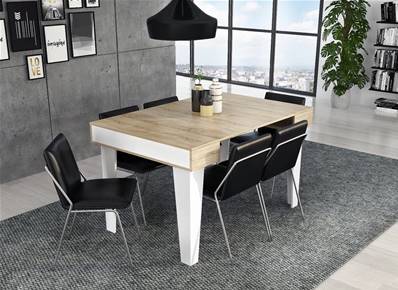 Mesa extensible Nordic KL 140cm Blanco y Roble