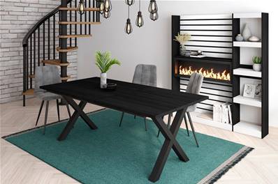 Mesa de Comedor, 200, Negro, Estilo Industrial