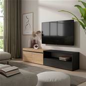 Mueble TV, Televisión, 200x45x35cm, Roble y negro