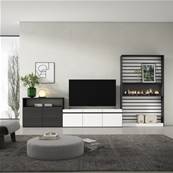 Muebles de Salón para TV, Blanco y negro , Chimenea eléctrica