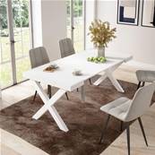 Mesa Consola extensible, Blanco, Patas madera maciza