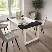 Mesa Consola extensible, Blanco y negro , Patas madera maciza