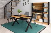 Mesa de Comedor, 140, Roble y Negro, Estilo Industrial