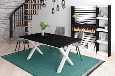 Mesa de Comedor, 170, Negro, Estilo Industrial