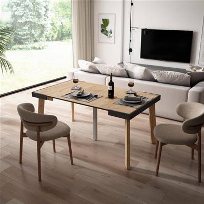 Mesa Consola extensible, Roble, Patas de madera