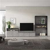 Muebles de Salón para TV, Cemento, Chimenea eléctrica