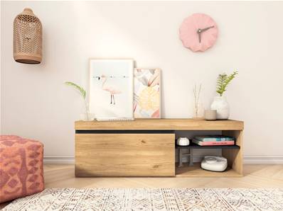 Mueble de TV "Naturale", Roble y Negro, Nordico