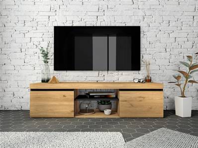 Mueble de TV ''Roble y Negro'', 140x40x41cm