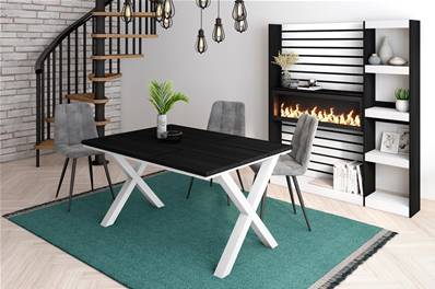 Mesa de Comedor, 140, Negro, Estilo Industrial