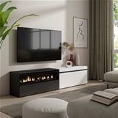 Mueble TV, Televisión, Blanco y negro , Chimenea eléctrica