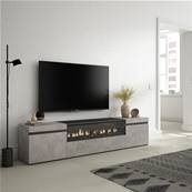 Mueble TV, Televisión, Cemento, Chimenea eléctrica