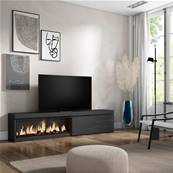 Mueble TV, Televisión, Negro, Chimenea eléctrica XXL