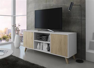 Mueble TV 140 WIND, Blanco y Roble