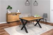 Conjunto Mesa 140 Canto negro patas X, Aparador 140 Tall