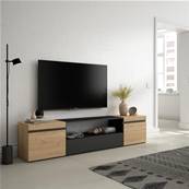 Mueble TV, Televisión, 200x45x35cm, Roble y negro