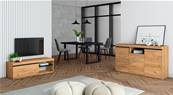 Conjunto Mesa 140 Negro patas U, Mueble TV 120, Aparador