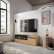 Mueble TV, Televisión, Roble y negro, Chimenea eléctrica