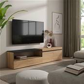 Mueble TV, Televisión, 200x45x35cm, Roble y negro