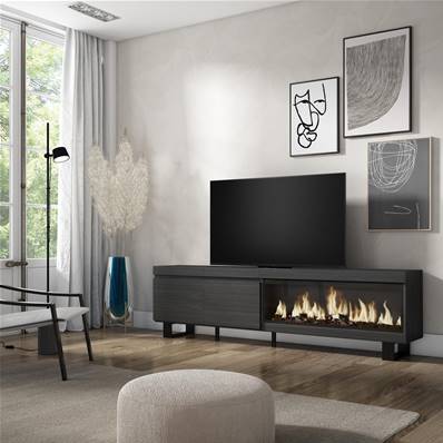 Mueble TV, Televisión, Chimenea eléctrica XXL, Diseño industrial