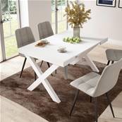 Mesa Consola extensible, Blanco, Patas madera maciza