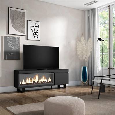 Mueble TV, Televisión, Chimenea eléctrica XXL, Diseño industrial