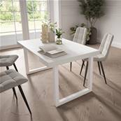 Mesa Consola extensible, Blanco, Patas madera maciza