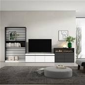 Muebles de Salón para TV, Blanco y negro , Chimenea eléctrica