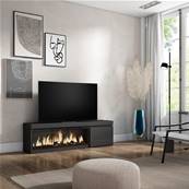 Mueble TV, Televisión, Negro, Chimenea eléctrica XXL