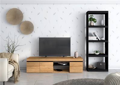 Set NATURALE Mueble TV y Biblioteca TOTEM